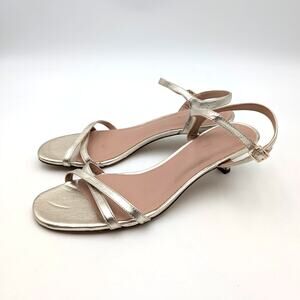 Cole Haan Leni Kitten Heel Sandals Women's Soft Gold Leather Size US8B EU38.5
